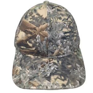 QuikCamo Baseball Cap Beige Green Fitted 7 1/2 L Integrated Mask Hunting Hat